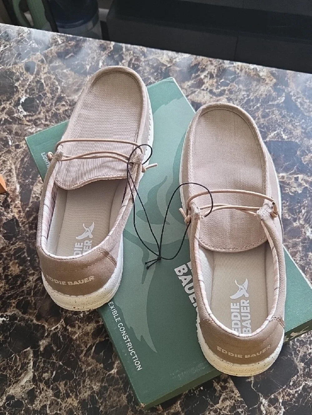 Eddie Bauer Men’s Tan Canvas Slip-On Loafers